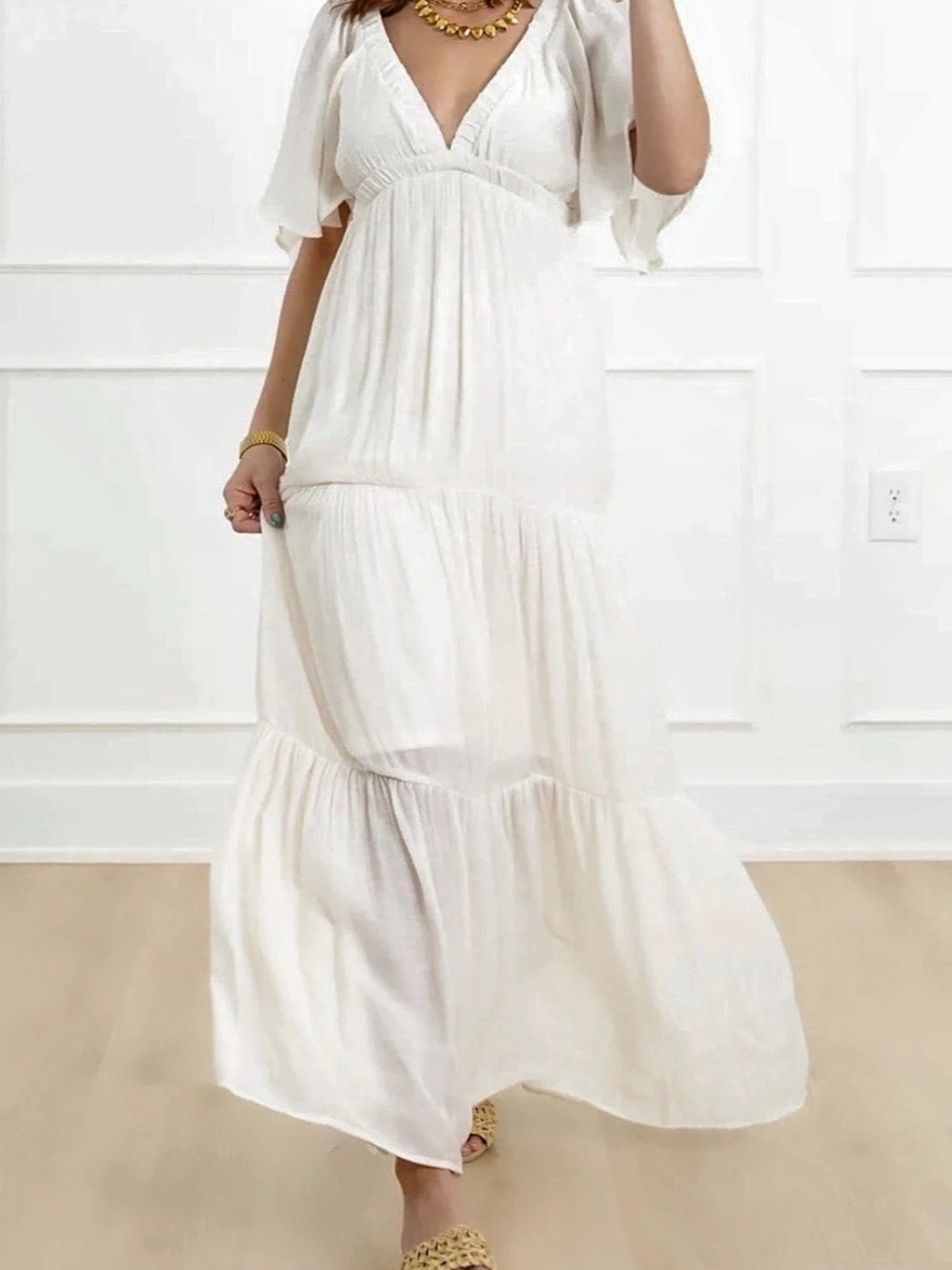 HYF White Maxi Dress Size Small Like New